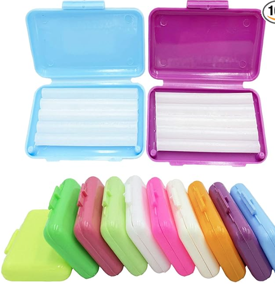 HRASY - Cera de ortodoncia, 10 paquetes de cera dental para aliviar la irritación y el dolor, 10 colores y 10 sabores